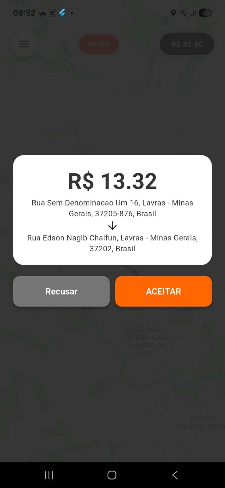 Aceitar corrida